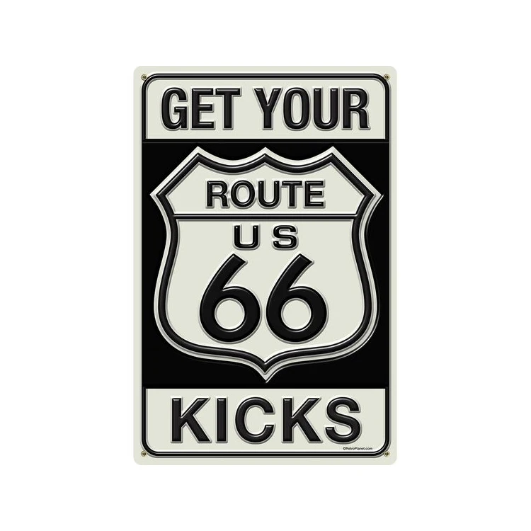 Profession Hot Sale customized Printing metal sign plaque novertly route 66 tin sign For Decoration