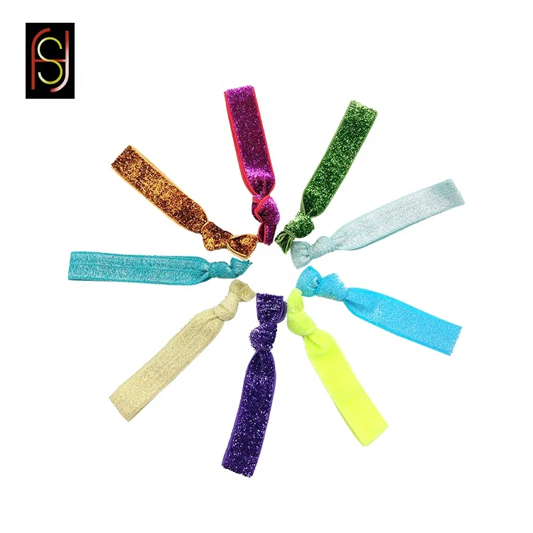 Custom elastic gold foil personalized print hair band bundle tie for girls