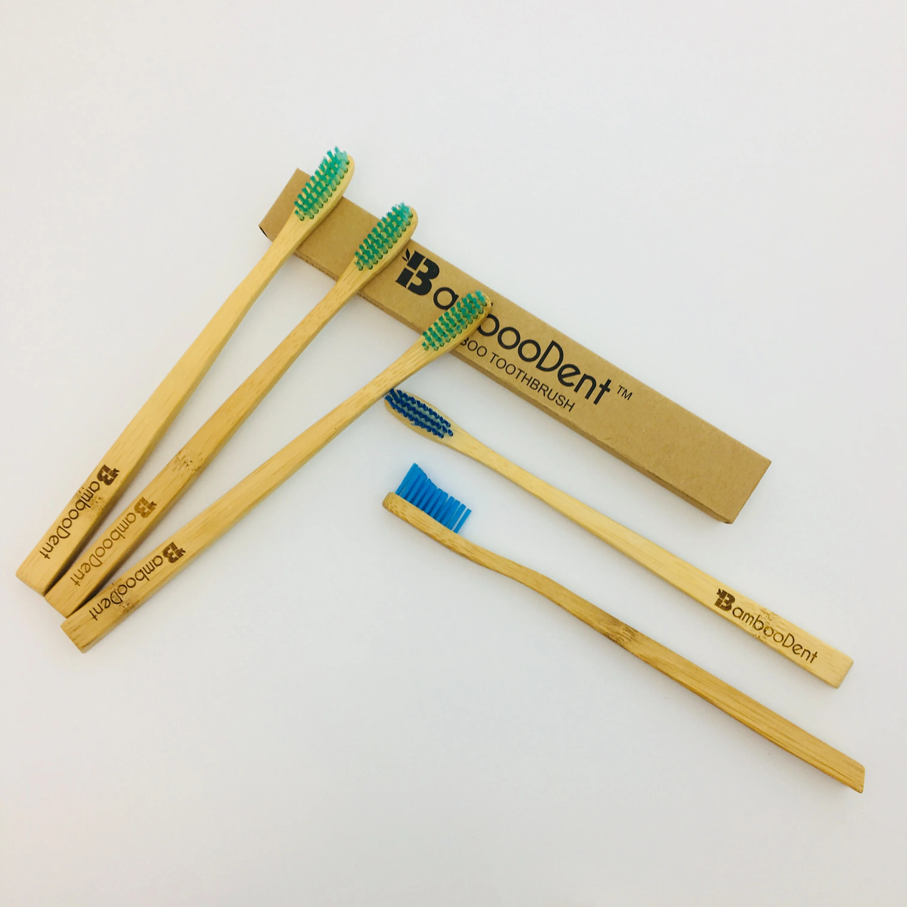 Customized Wooden Bamboo DuPont Bristles 4PCS Pack Toothbrush