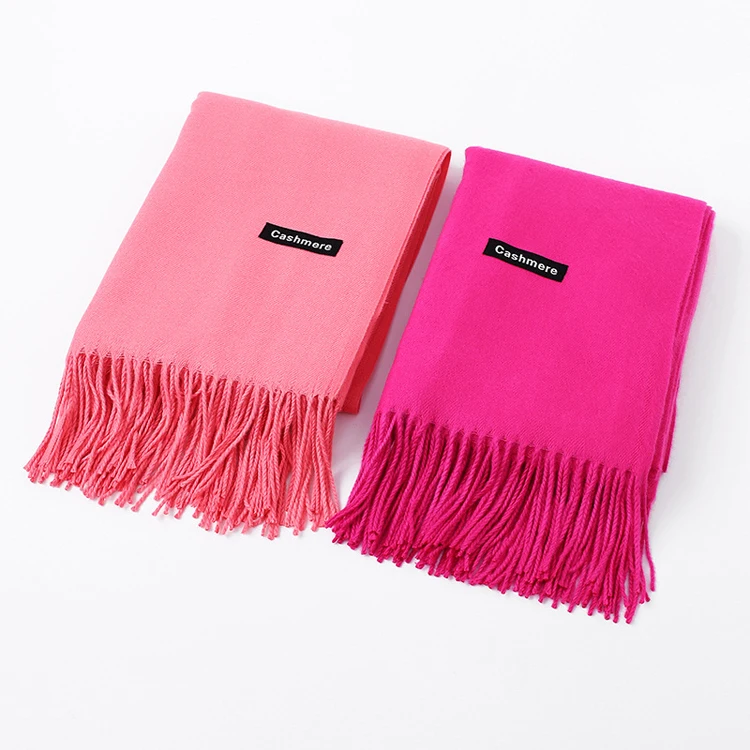 Europe graceful solid color ivory white women cashmere scarf