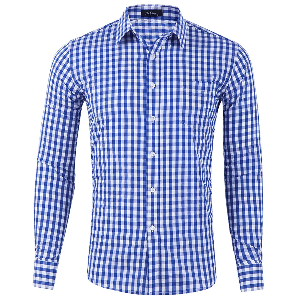 Hot selling men small plaid cotton dress shirt with wholesale price