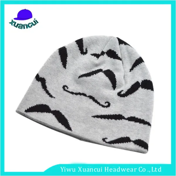 Оптовая Популярных Индивидуальные шапочка Печати зимний вязаный шлем викинга с бородой