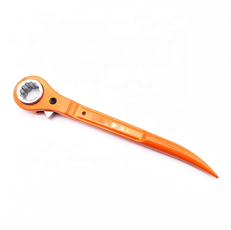 19/21MM bended handle ratchet spanner flush type steel construction podger bar scaffold speed ratchet wrench