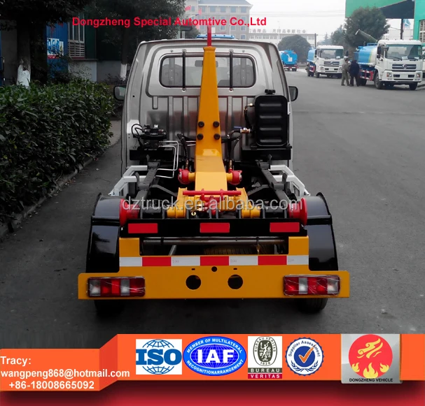 mini hook lift refuse truck, 1.5ton hook lift dustbin lorry for sale