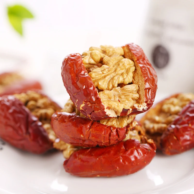 
Healthy snack food jujube with walnut sweet red jujube date walnut kernels 