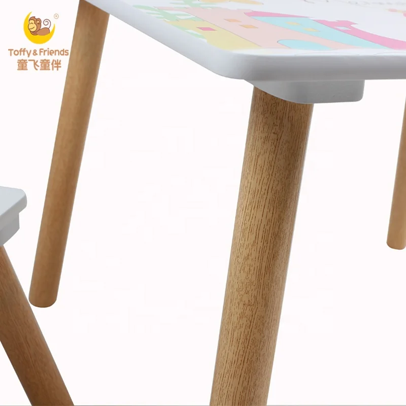 Toffy & Friends Mermaid design kids wood  table two chairs set