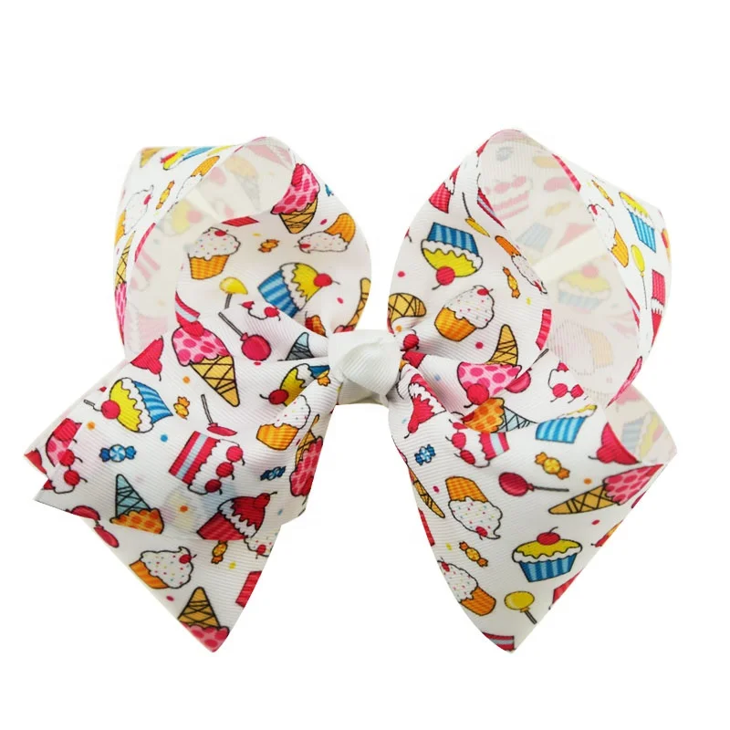 Бант JoJo Bows с большим радужным единорогом бант принтом корсажная лента зажимом детский аксессуар для волос ручной работы 6