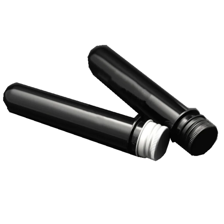10ml 20ml 25ml 30ml 40ml 50ml 100ml Black plastic test tube with aluminum screw caps / Candy tubes packaging for food