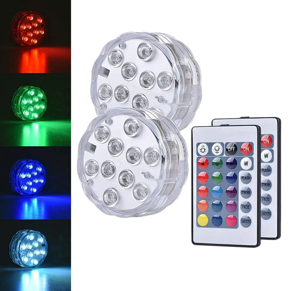 10leds Hookah Led Light Submersible Led Light Home Decoration Customized Logo Remote Control RGB Round Shape Outdoor Activity