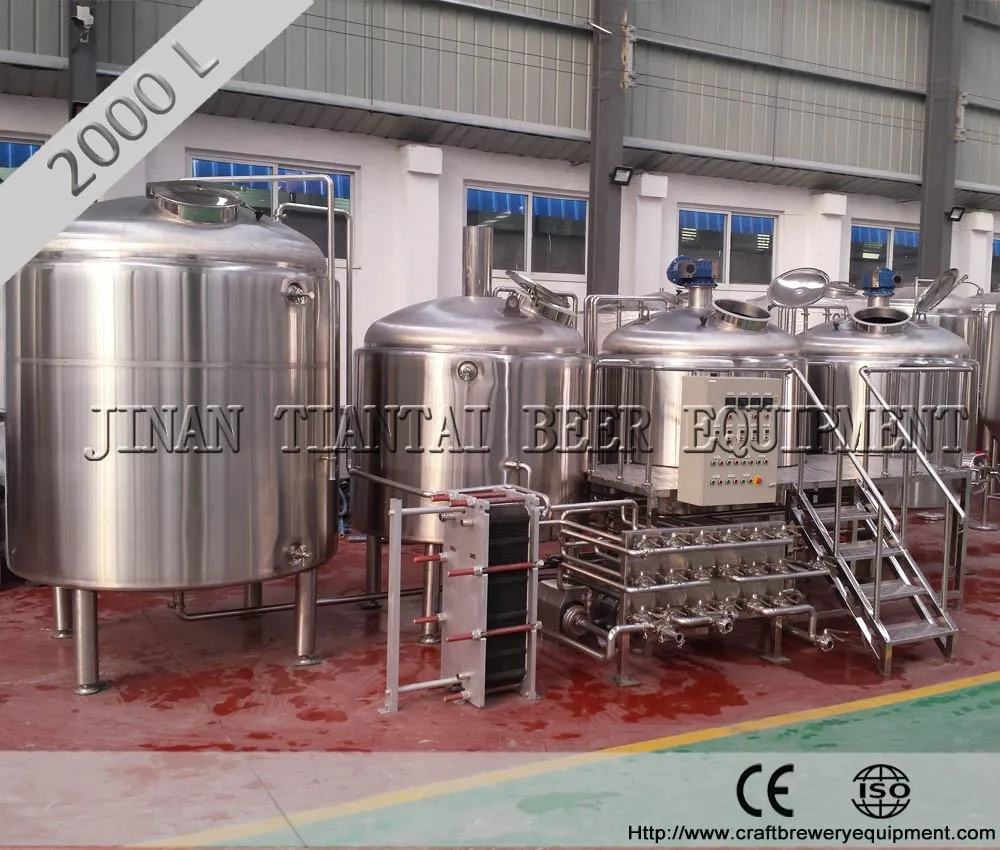 Tiantai Cost of 2000L craft beer brewery system to making beer
