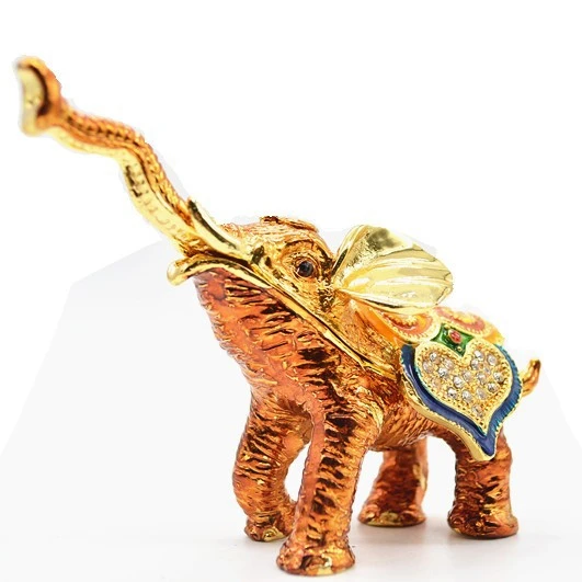 Indian decorative wholesale gift items metal jewelry box brass elephant(QF3644)