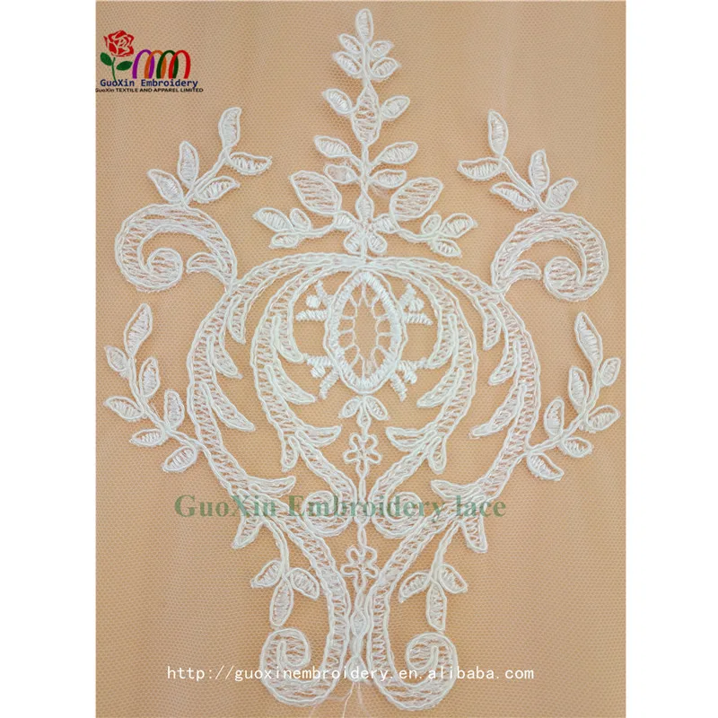 2017 new design cotton indian guipure embroidered lace fabric for wedding dress