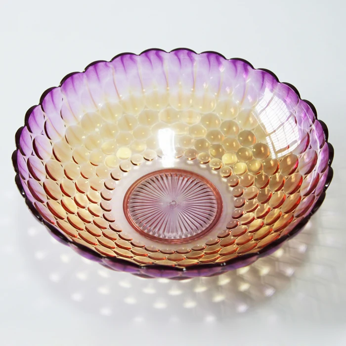 Лидер продаж элегантная большая круглая прозрачная пластиковая посуда для фруктов декоративная фруктовая чаша акриловая закусок и конфет