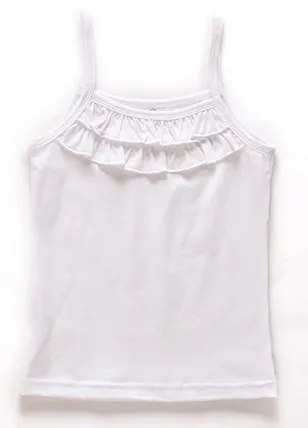 
Double stitch girls ruffle sling special pure red color kids tank top 