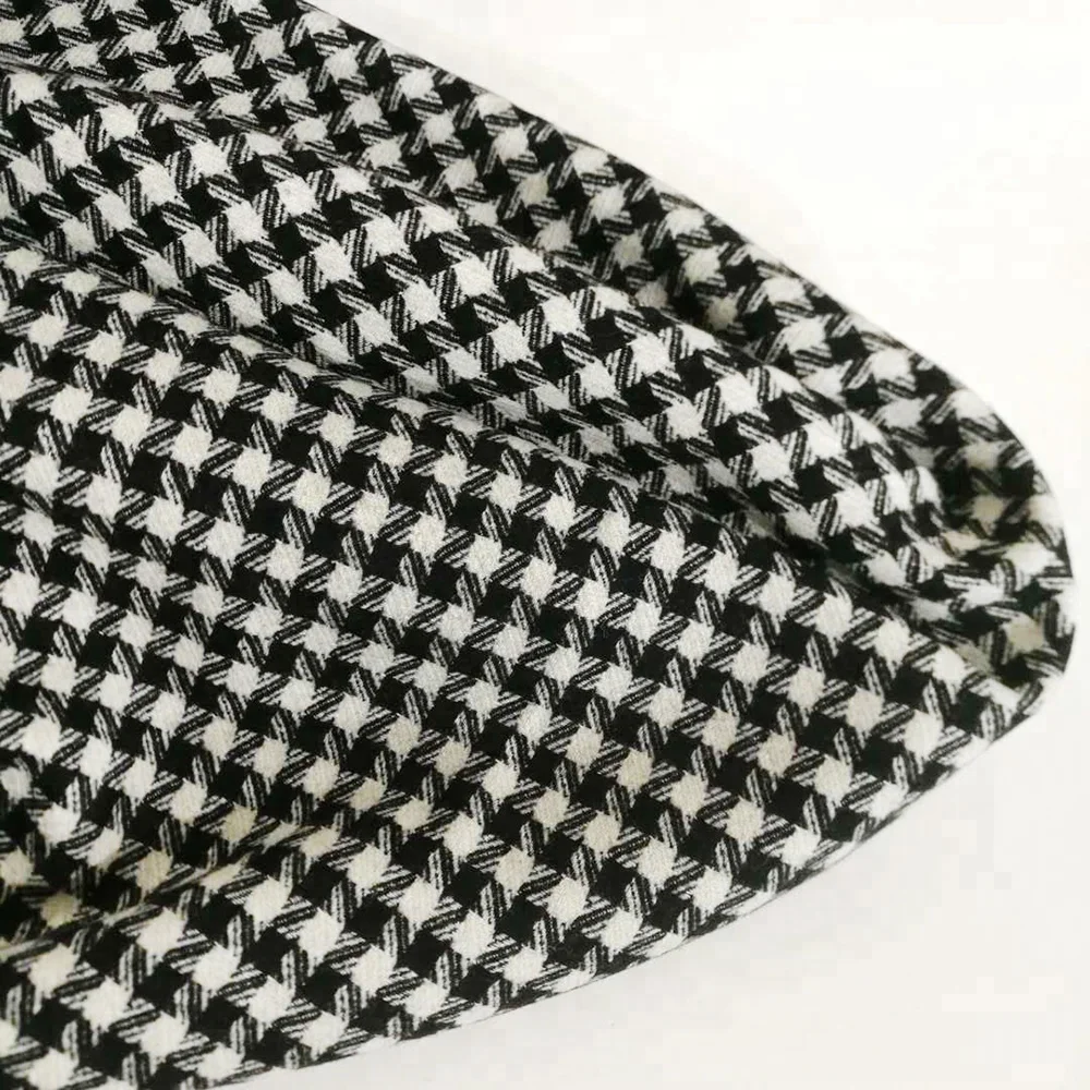 Black and white suit single check plain woven wool fabric in stock