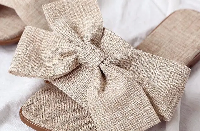 Classic bowknot design ladies indoor and outdoor comfortable soft rubber slippers