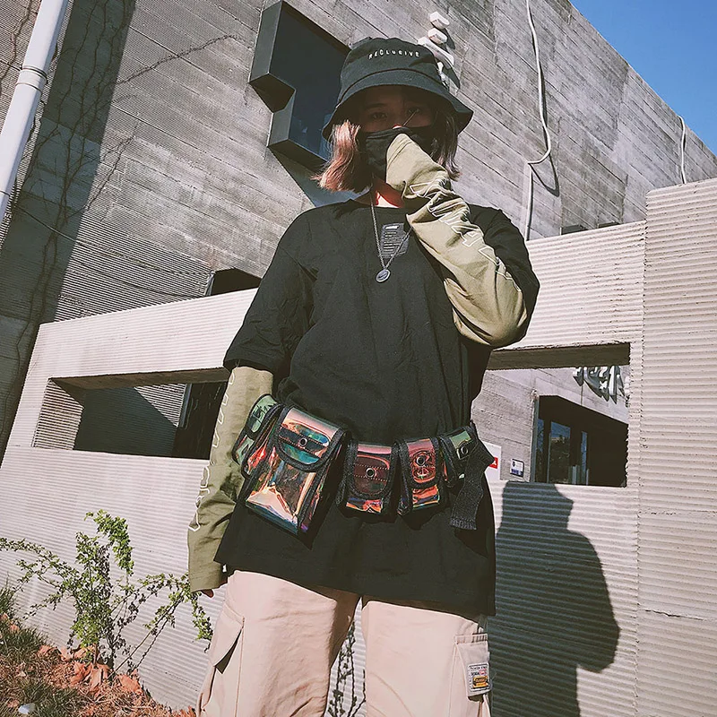 
fashion streetwear functional tactical cross shoulder bags hip hop chest rig waist bag 