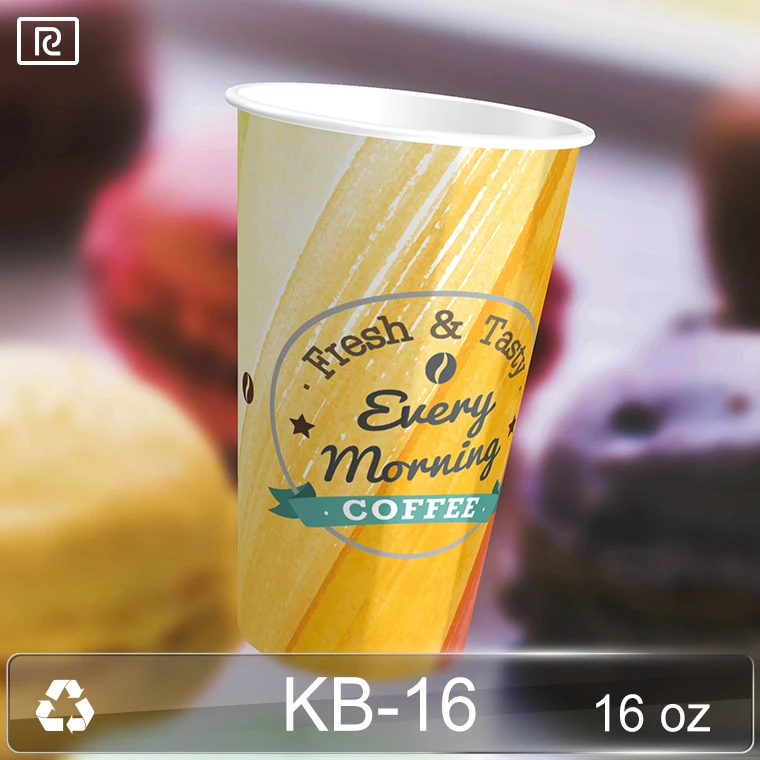 K-KA-P 8-22oz Single Wall Craft Paper Cup Disposable with PE Coat Custom Logo Printed Handle for Hot/Cold Coffee