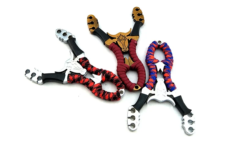 Metal Rubber Powerful Catapult Folding Hunting Slingshot Bands Outdoor SP011