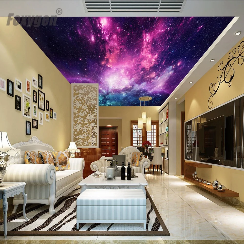 Vivid blue sky design gypsum ceiling board 1.5 - 5.0 meters width for advertising display 3D fabric PVC stretch ceiling film