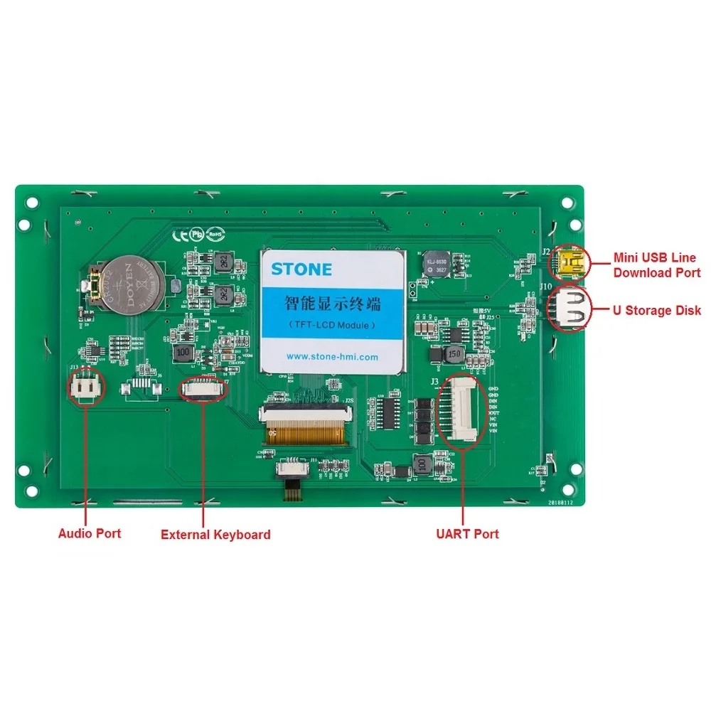 
7 inch Industrial Touch Display LCD with Software + Program for Cheap HMI & PLC Solution 