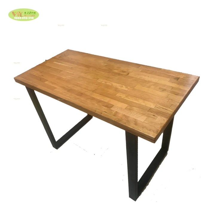 Factory Solid Wood Kichen Table / Modern Soften Wood Table Dining With Metal Legs