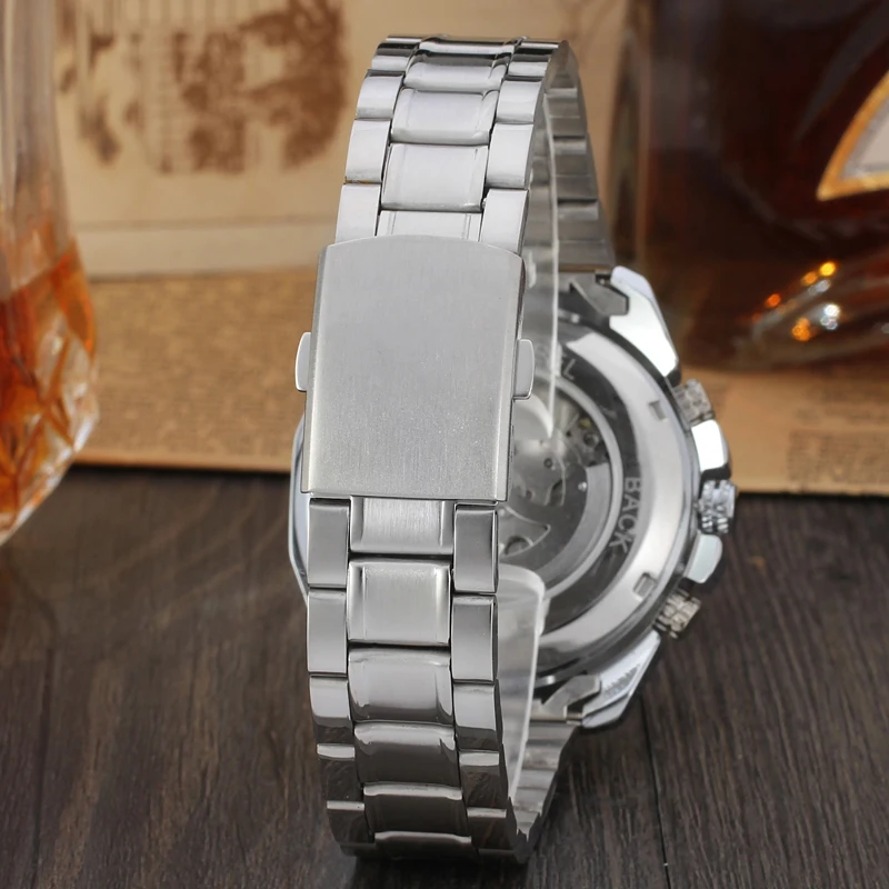 2023 T-WINNER Popular Men Watch Fashion relojes hombre Skeleton Stainless Steel bracelet Wristwatch Original jam tangan