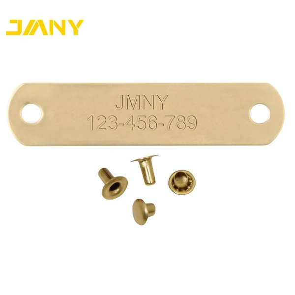 Factory Directly Wholesale Custom Logo Engraved Brass Rivet-On Dog Collar Name Plates