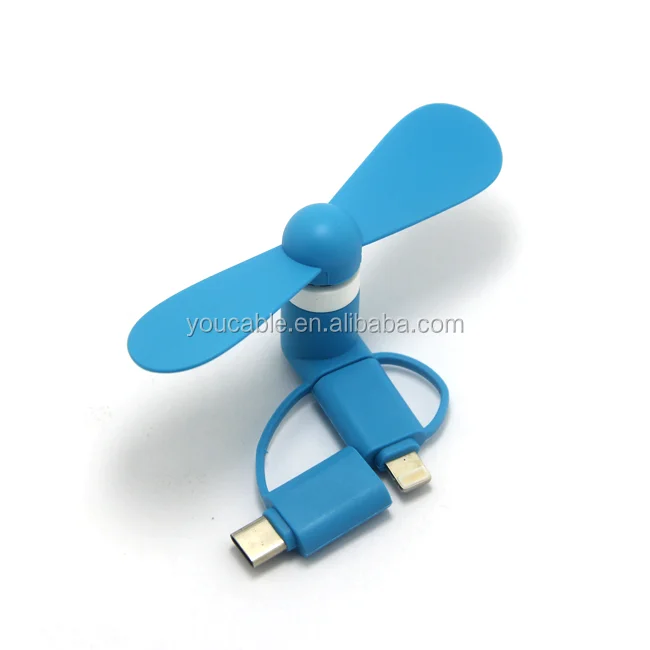 Custom Free Logo Portable 3 in 1 Type C Small USB Cooling Mini Cell Phone Fan