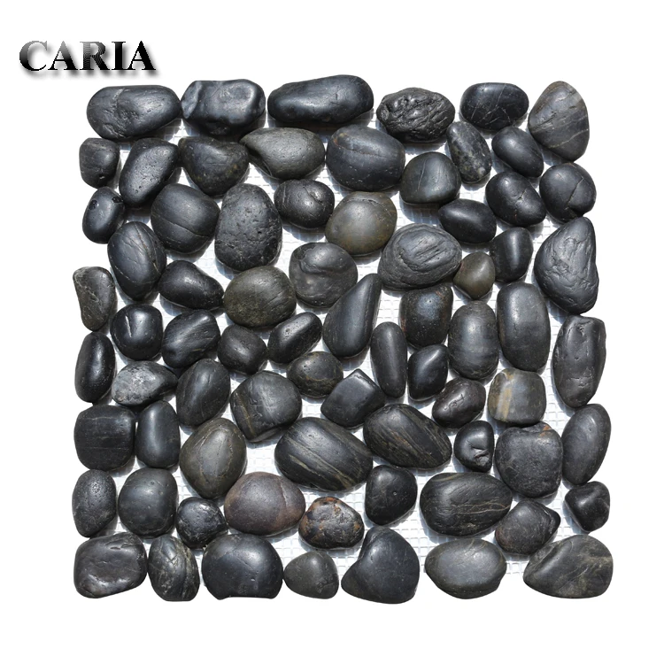 Polished Black Color River Stone Pebbles Landscape Stone