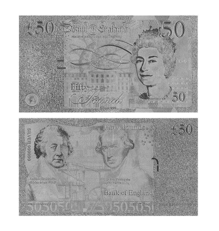 Wr Discount Sale Top-grade Silver Foil Britain 50 Pound Bank Note Collectible Paper Money Gifts