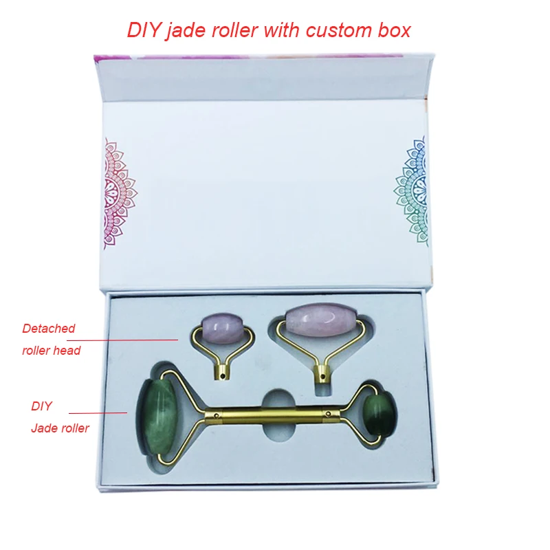 
High Quality Therapy Stone Rose Quartz Anti Aging Facial Natural Pink Jade Roller with custom detached head 