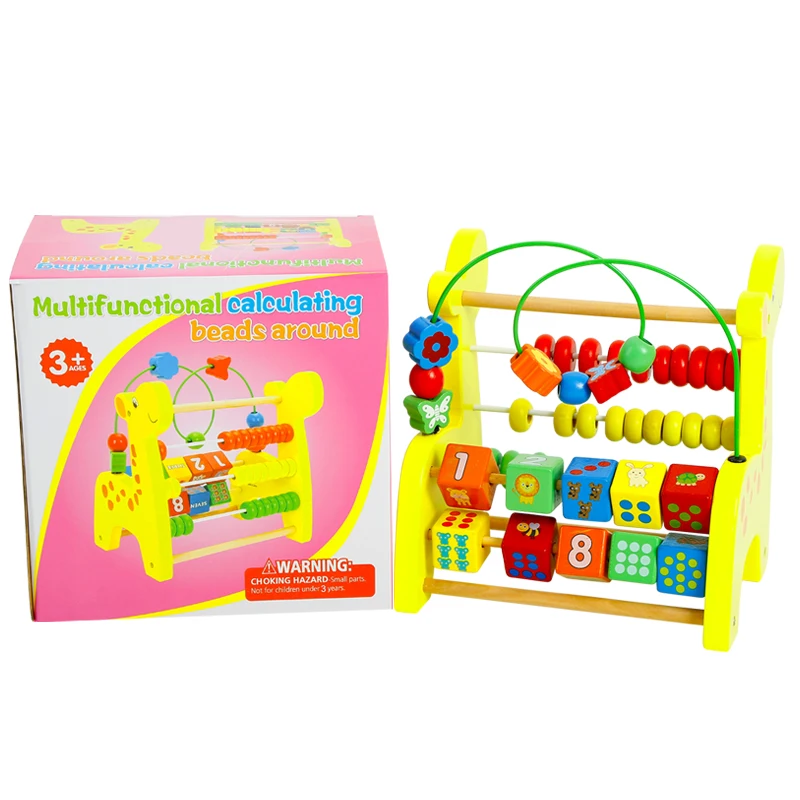Детские игрушки новый стиль Обучающие деревянные олень Абакус с круглыми бусинами