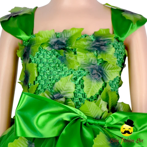 Remake Fairy Kids Handmade Plain Green Tulle Leave Applique With Bow Tie Princess Little Girl Puffy Party Chevron Wedding Dress