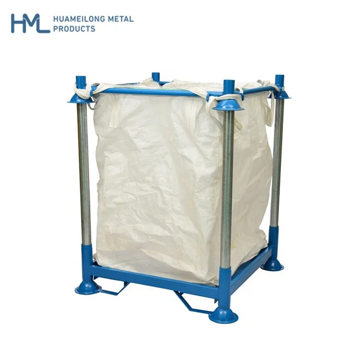 Warehouse heavy duty foldable forklift guaide metal vertical metal stacking steel big bag storage rack