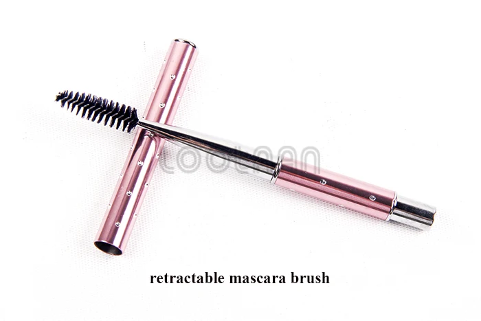 New Design Private Label Cosmetics Retractable Mascara Brush, Diamond Dots Metal Mascara Eyelash Brush