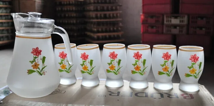 HAONAI стекло Лидер продаж KS-22-G хорошее качество 7 шт. стеклянный набор воды/стеклянный обеденный стол/стеклянный кувшин для воды