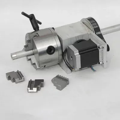 set of cnc router 4th axis (Rotary axis, tailstock, 57HS76-3004 motor, 100mm 3 jaw chuck)