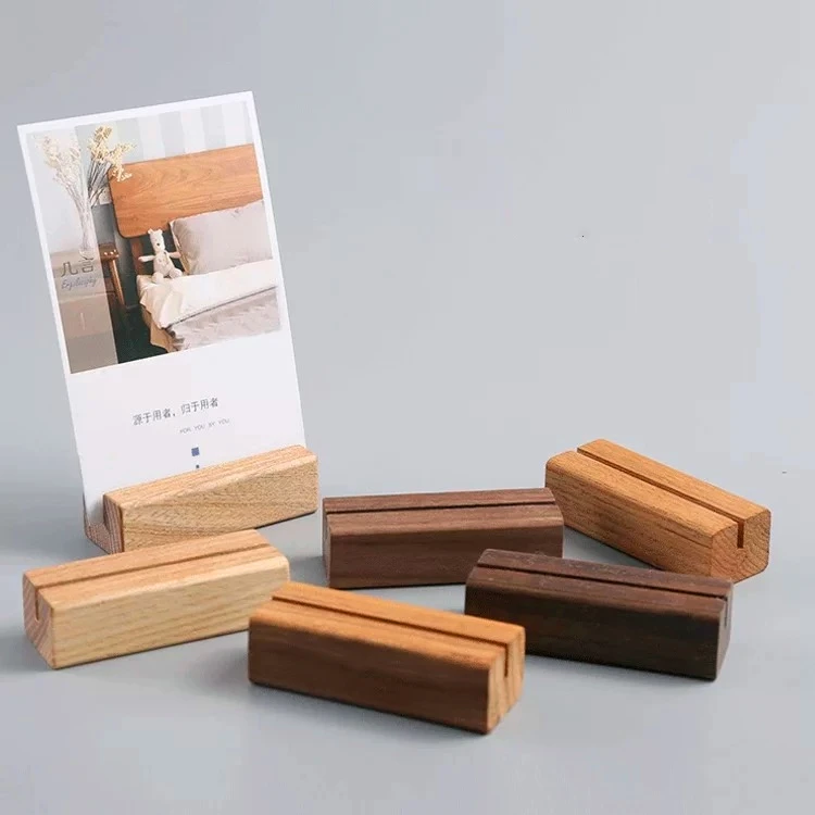 Custom Creative Calendar Base Gift Wooden Card Holder Photo Message Folder