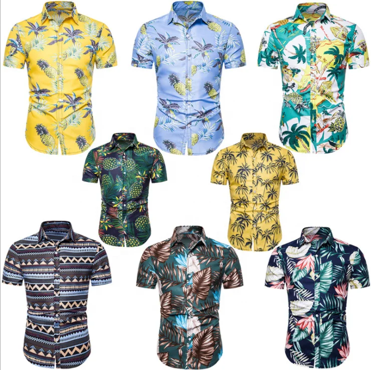 Wholesale Hawaiian High Quality Summer Beach Wear Short Sleeve Men Flower Shirt Men