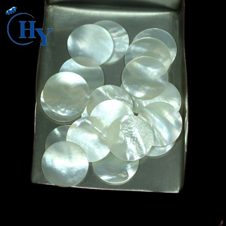 Wholesale round flat cut white mother of pearl discs 20mm