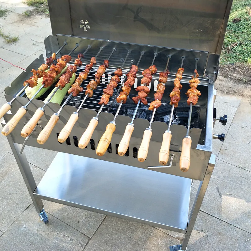 Portable kebab charcoal grills rotating bbq skewer cyprus grill rotisserie with lid