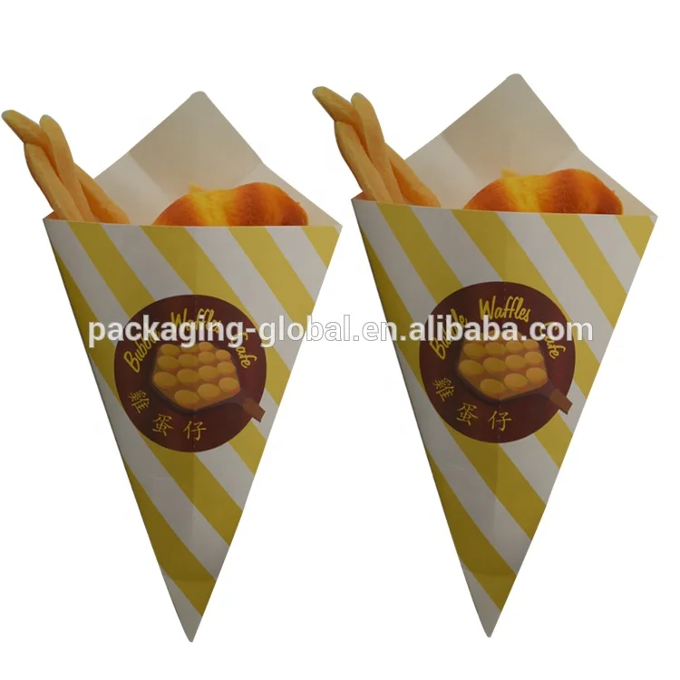Customizable paper cone of food trailer, cookies, egg roll paper cone crepe Paper French Fries cones