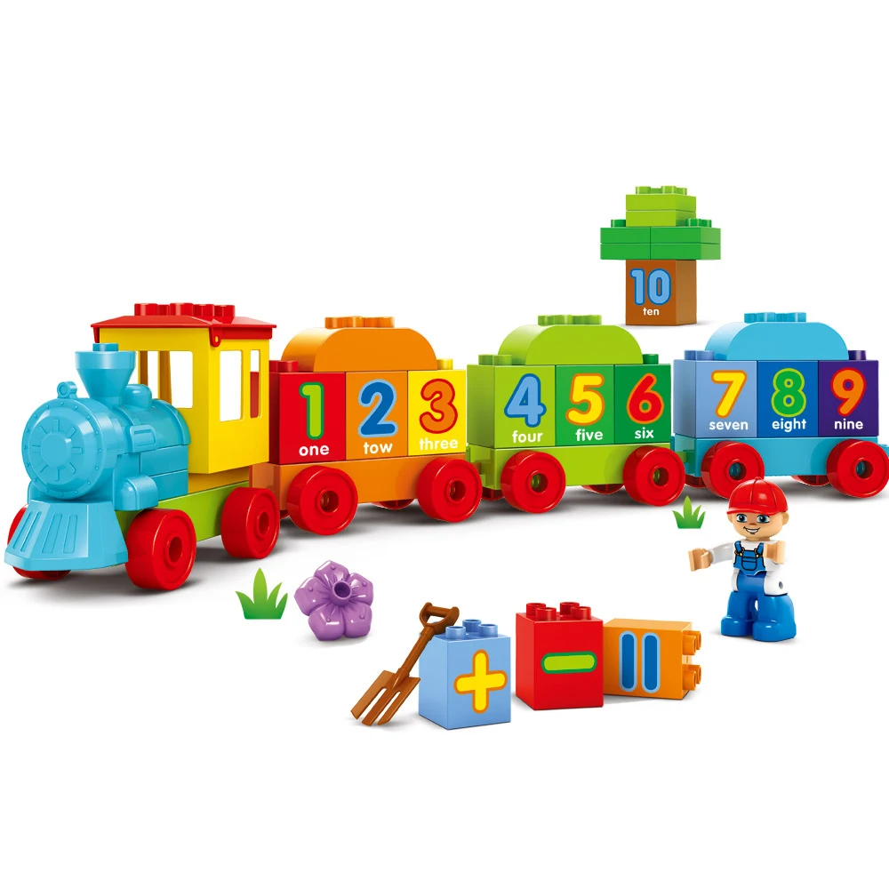 JDLT hot sale toy for children DIY intelligent educational assemble ABS large plastic train 53pcs building block bricks set