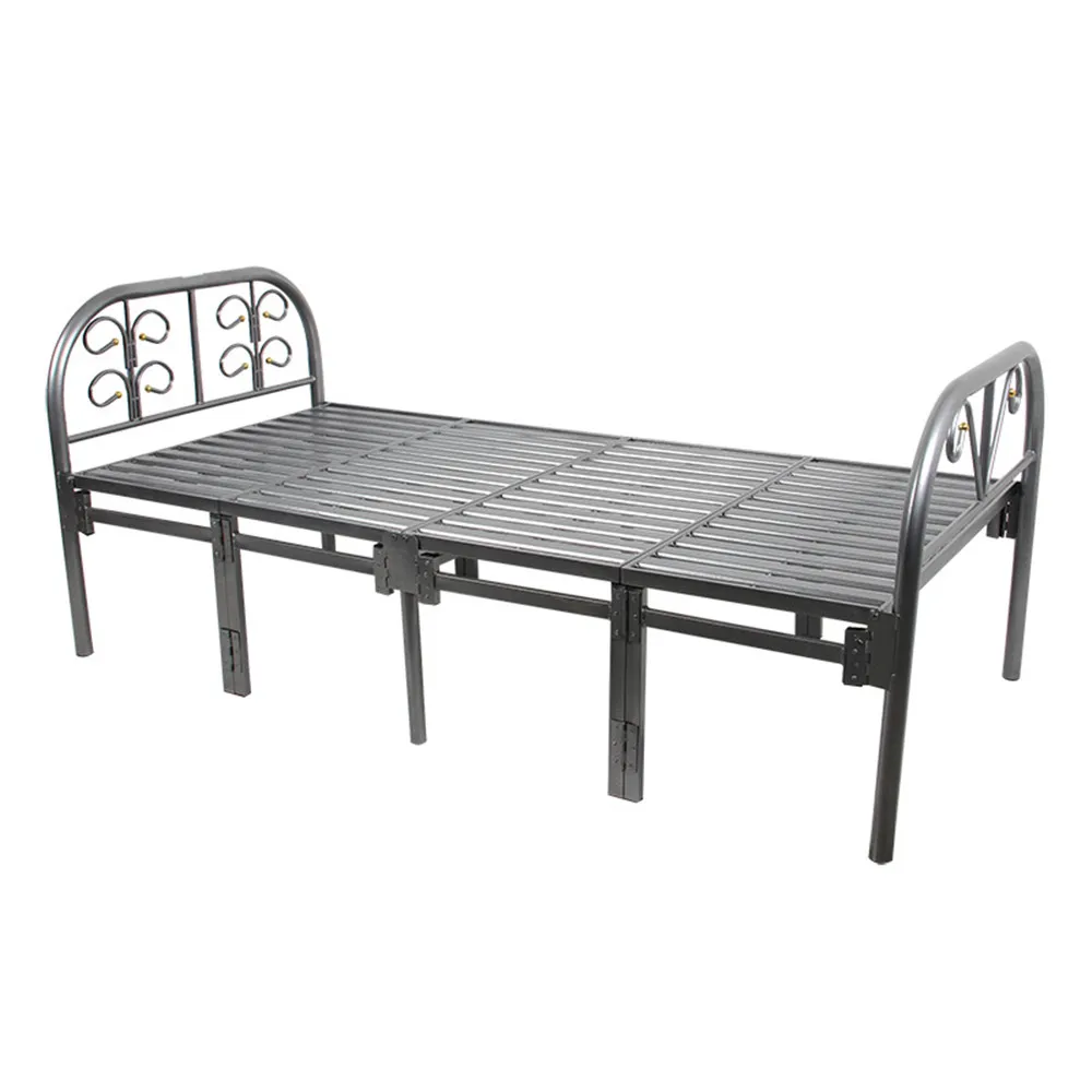 Folding single metal bed frame