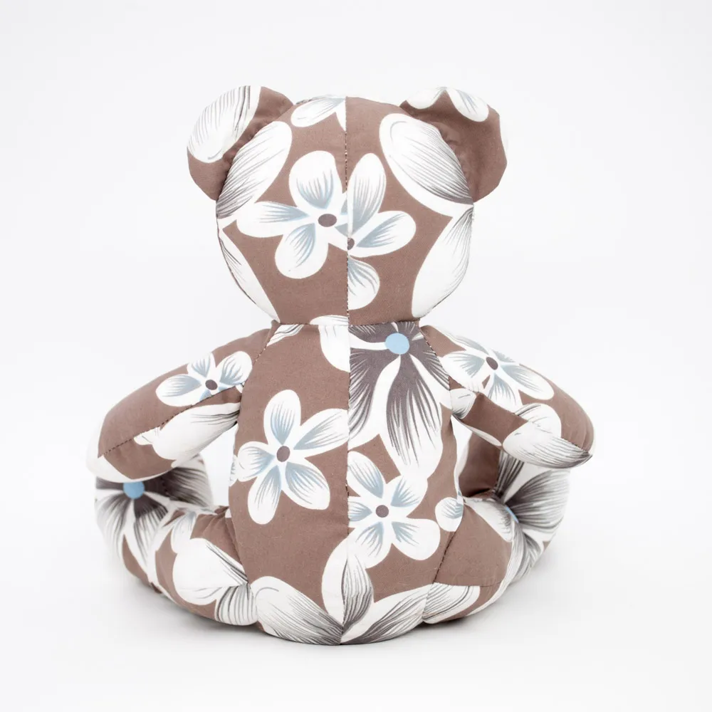 
Plush flower pattern soft teddy bear toy stuffing colorful imprinted logo OEM size bear 
