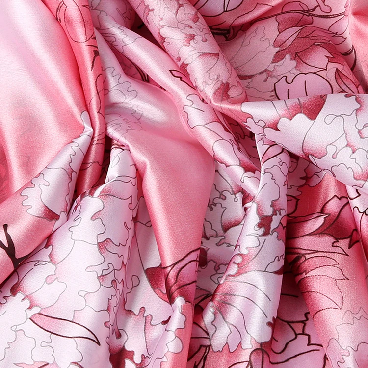 Peony prints painting style women Elegant silk scarves new material silk satin scarf summer silk shawls