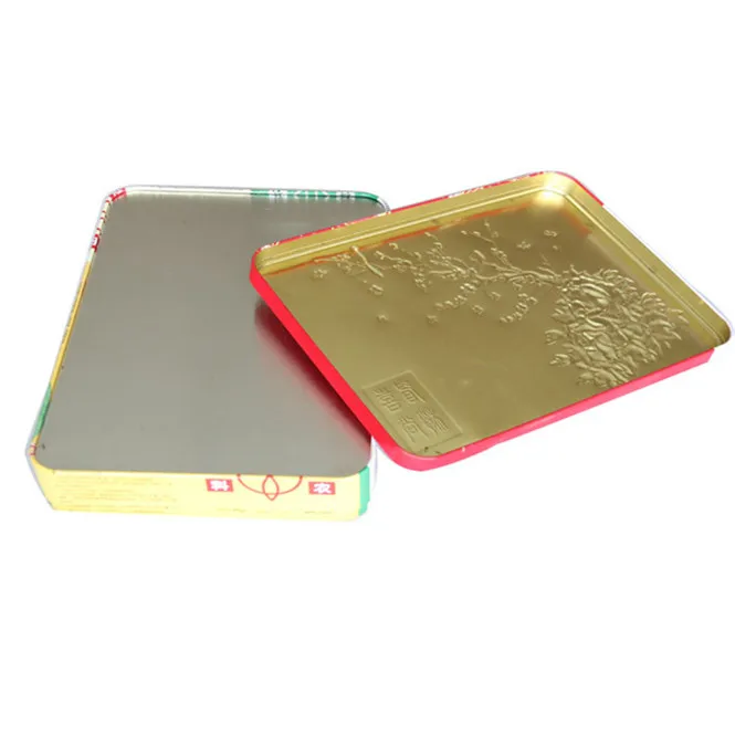 
Rectangular hinged tin containers metal box with clear lids wholesale 