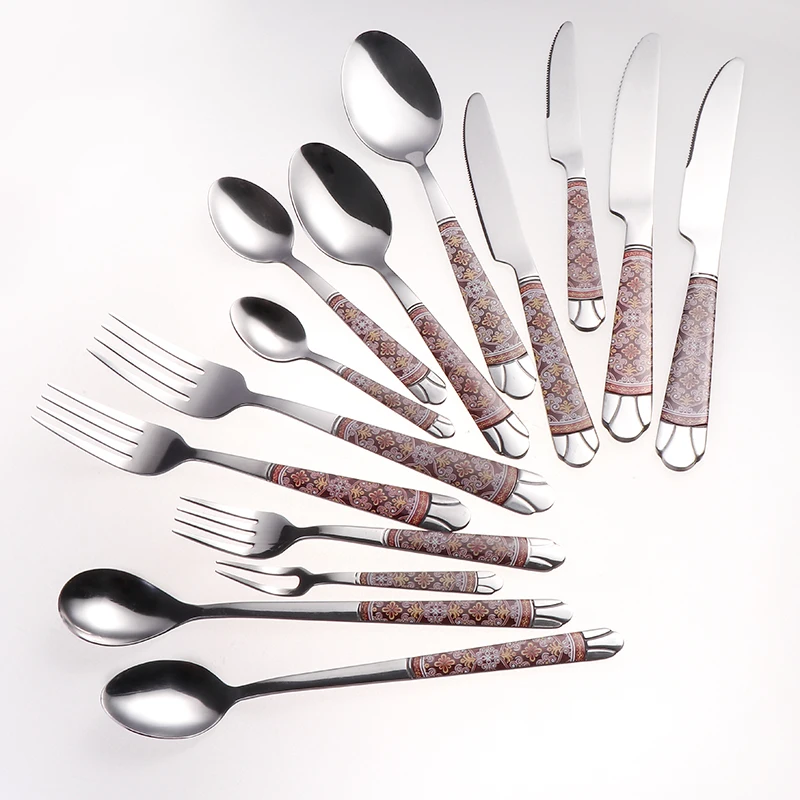 
Wholesale Bulk Stainless Steel Cutlery With Decal For Home Hotel Restaurant 