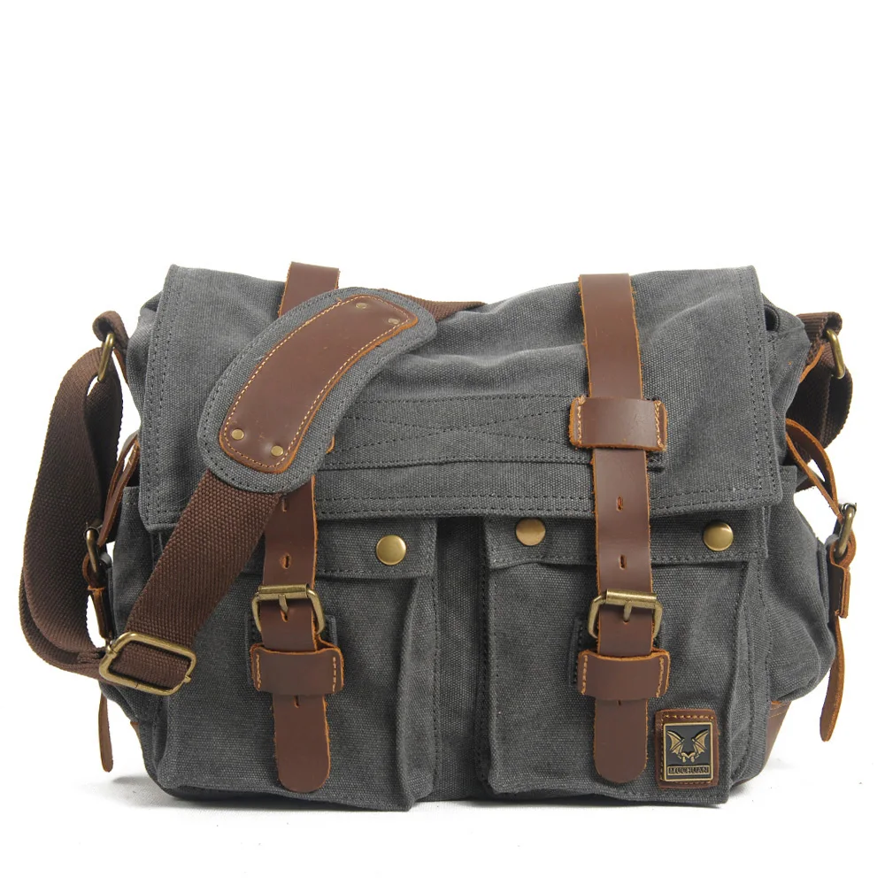 
Washed Canvas Shoulder Sling Bag Crossbody Messenger Bag For Man 